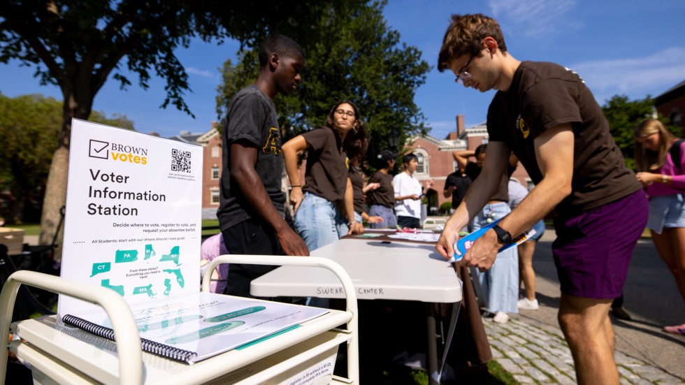 Brown Votes members recruit on campus for Voter Registration Day