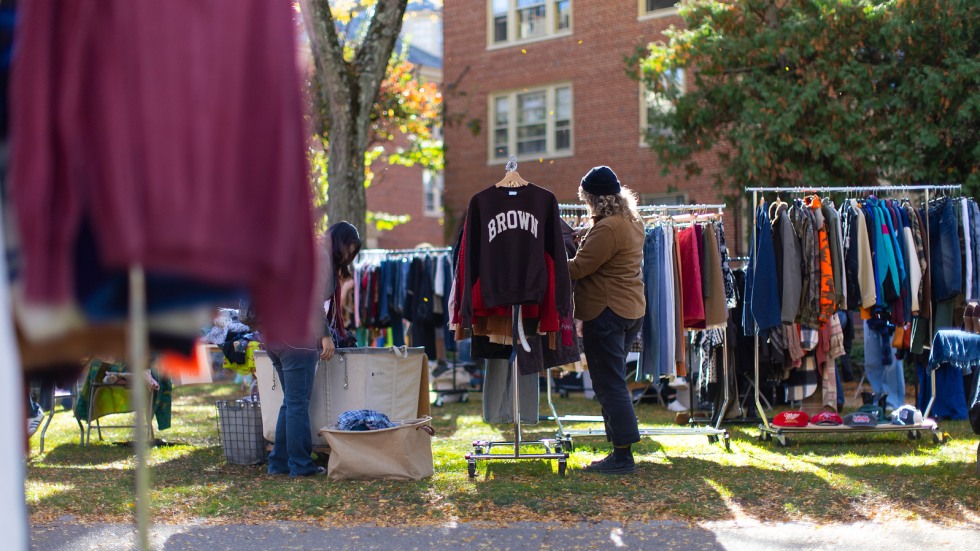 Students shop at sidewalk sale