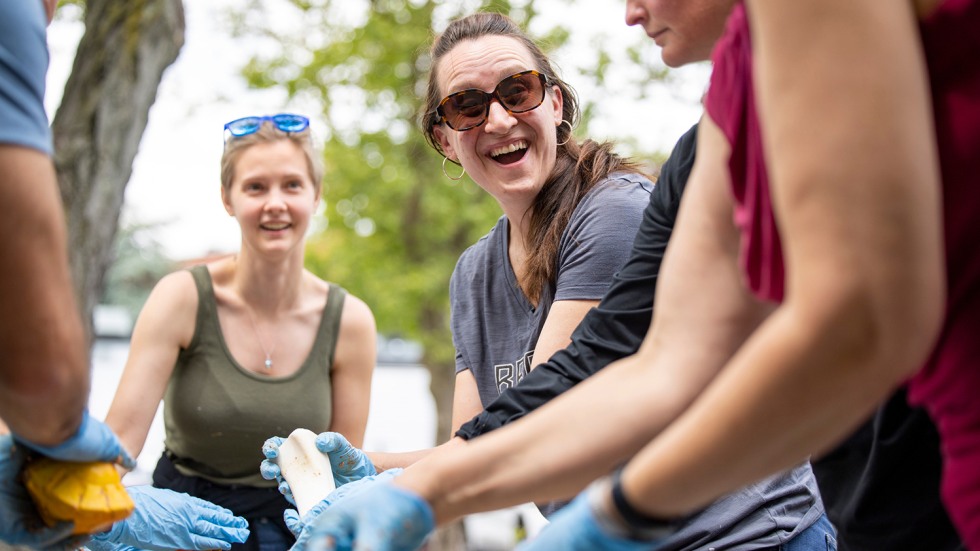 Brown staff volunteer with animal shelter