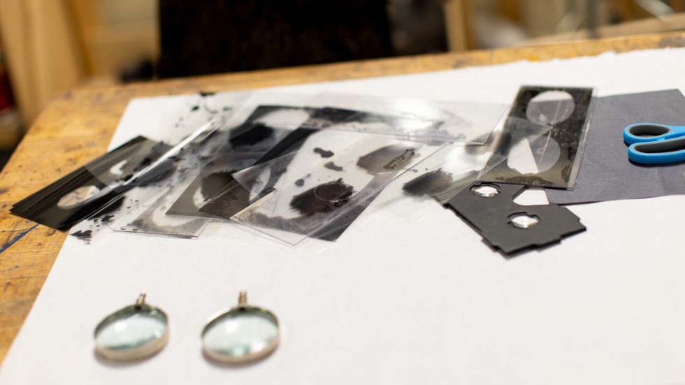 cellulose film sits on a work table