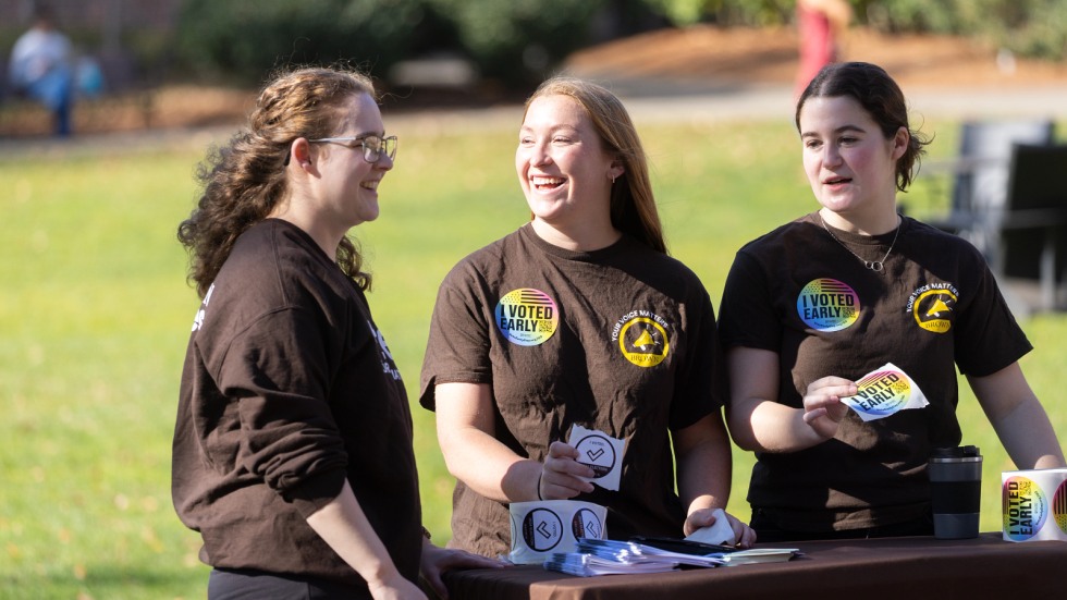 Brown Votes students man table on Election Day