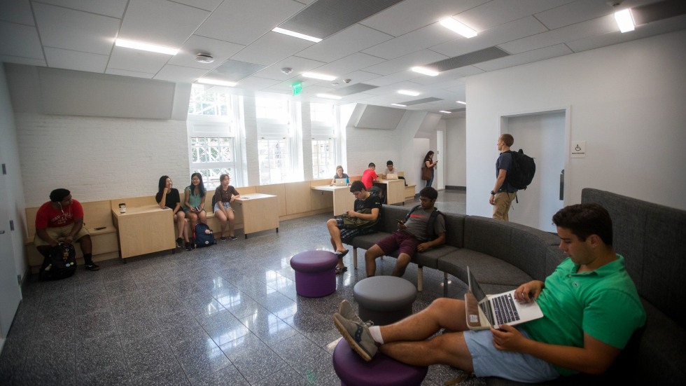 Students in Friedman Hall common area