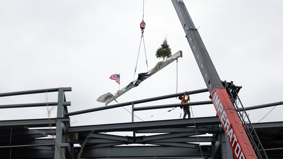 beam is lifted into position