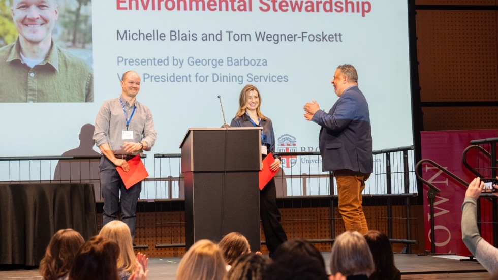 George Barboza applauds Michelle Blais and Tom Wegner Foskett