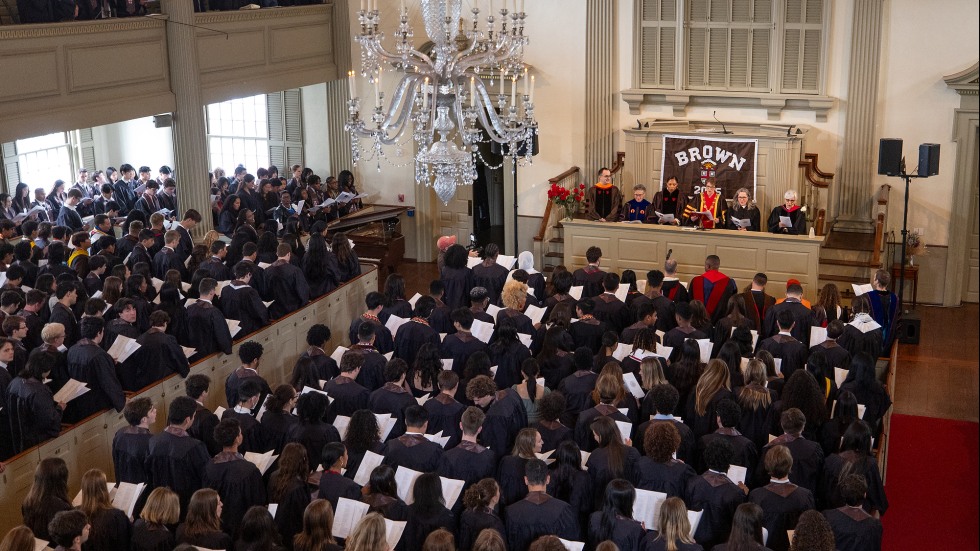 The Class of 2025 stands in the church to sing together