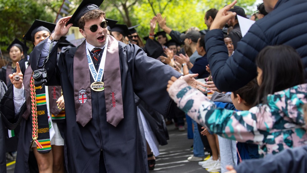 students celebrate in University Procession