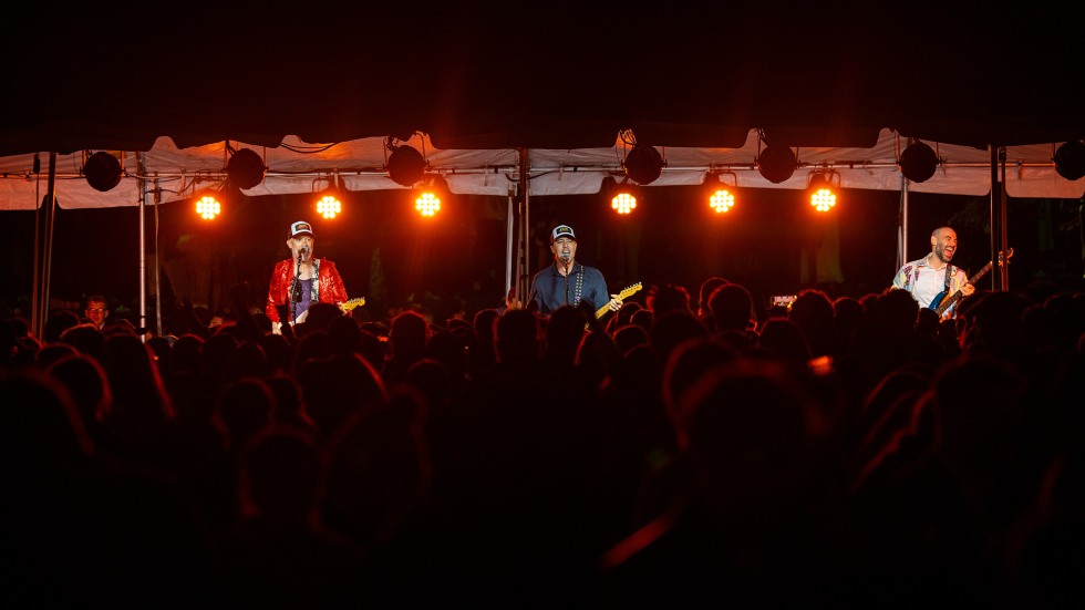 Alumni band Lush performs on stage