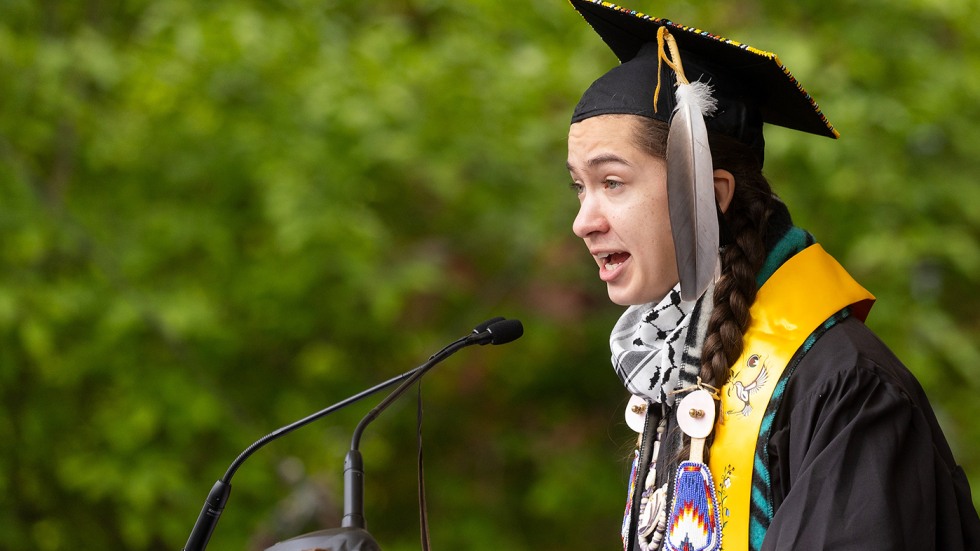 Nkéke Harris at the podium