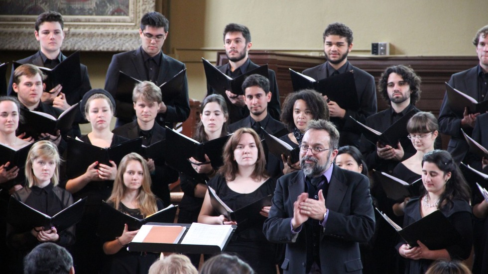 Fred Jodry with Brown University chorus
