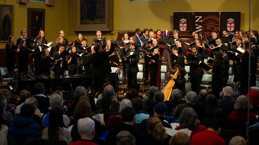 Brown University Chorus performs in Sayles Hall