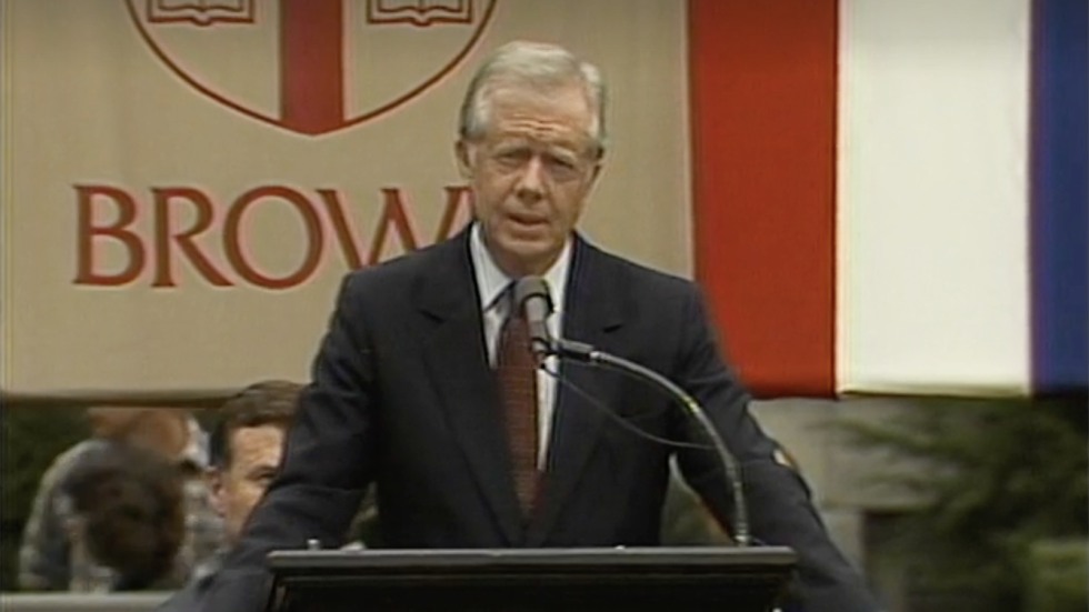 Jimmy Carter speaking at Brown