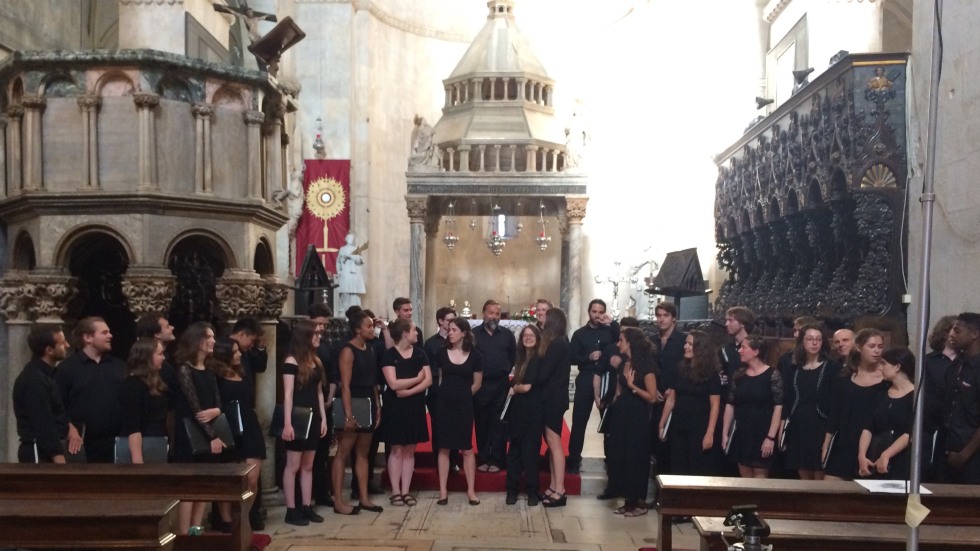 Brown University Chorus in a church in Croatia