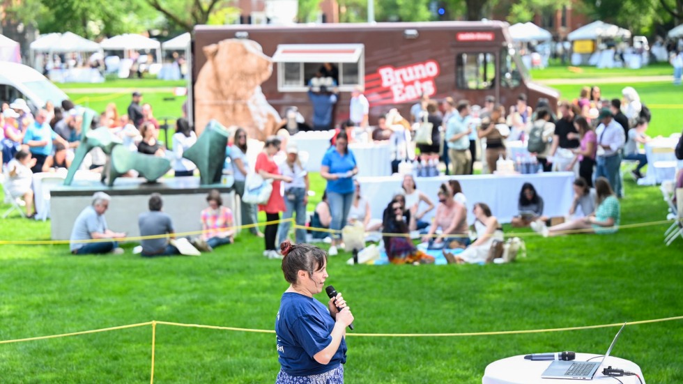 people around Brown food truck