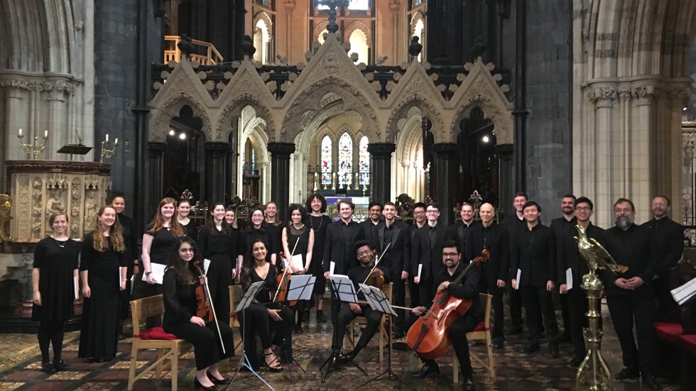 Brown University Chorus in a church in Dublin