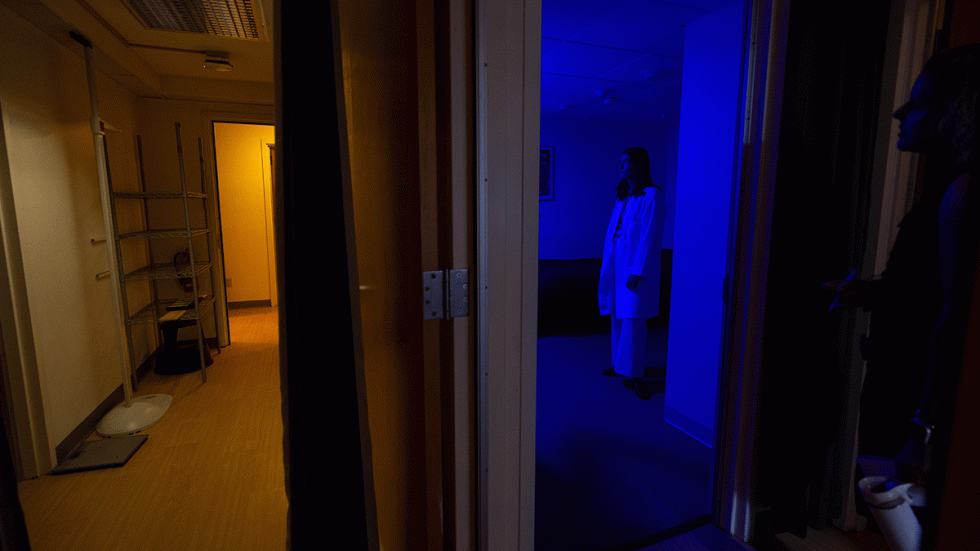 Frances Moriniere in the rooms of the Sleep Research Lab