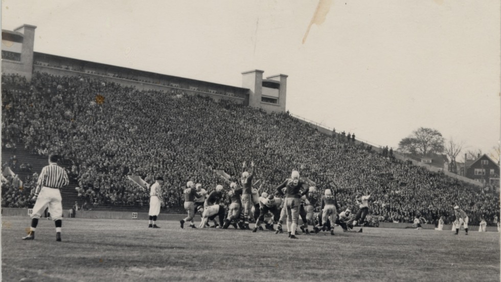 50s era postcard of Brown Stadium 
