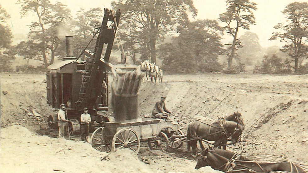 Horses help dig up field 