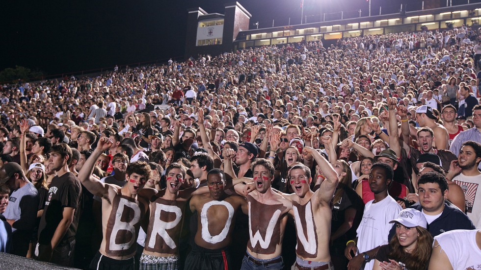 Crowd under night lights