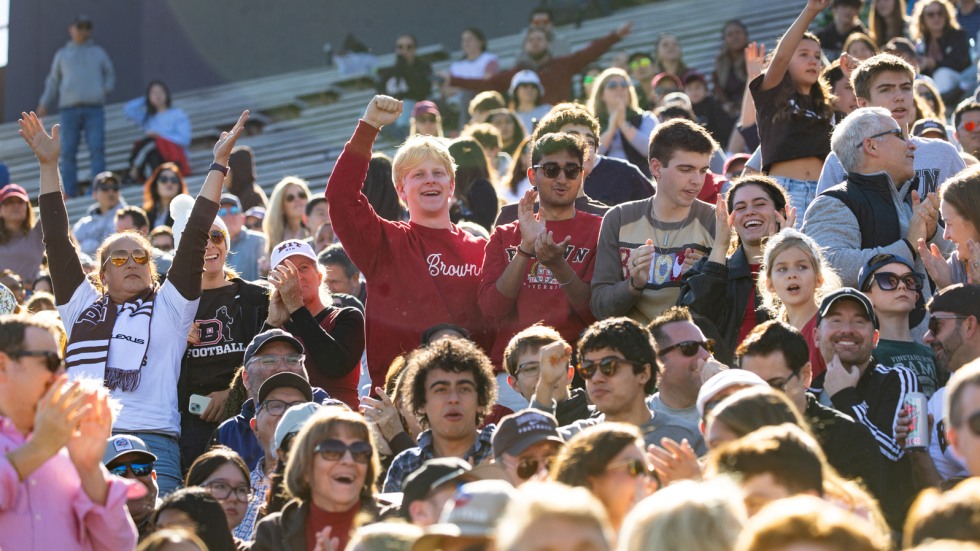 Crowd cheers in stands