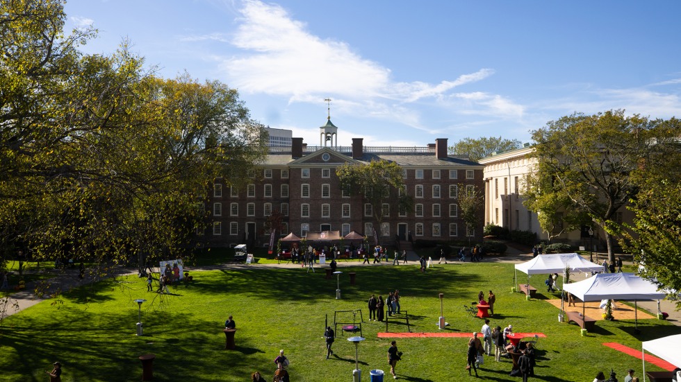 Families begin to fill up the College Green on Brown's campus as Family Weekend begins.