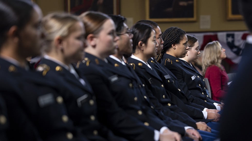 ROTC cadets in a row