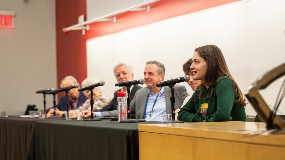 Elizabeth Hirschfeld speaks during a panel conversation