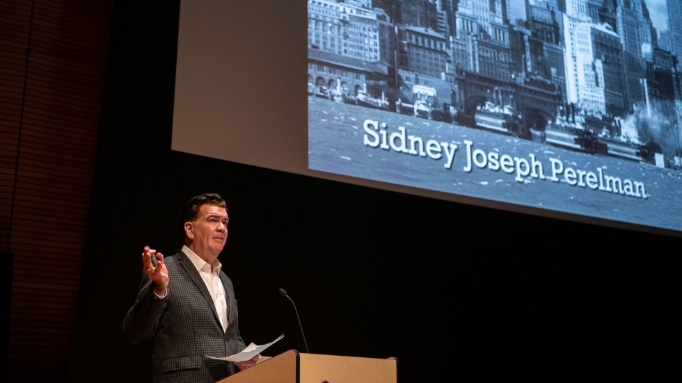 Class of 1984 graduate Sean Kelly, illustrator and creator of “The Sophisticated Silliness of S.J. Perelman”