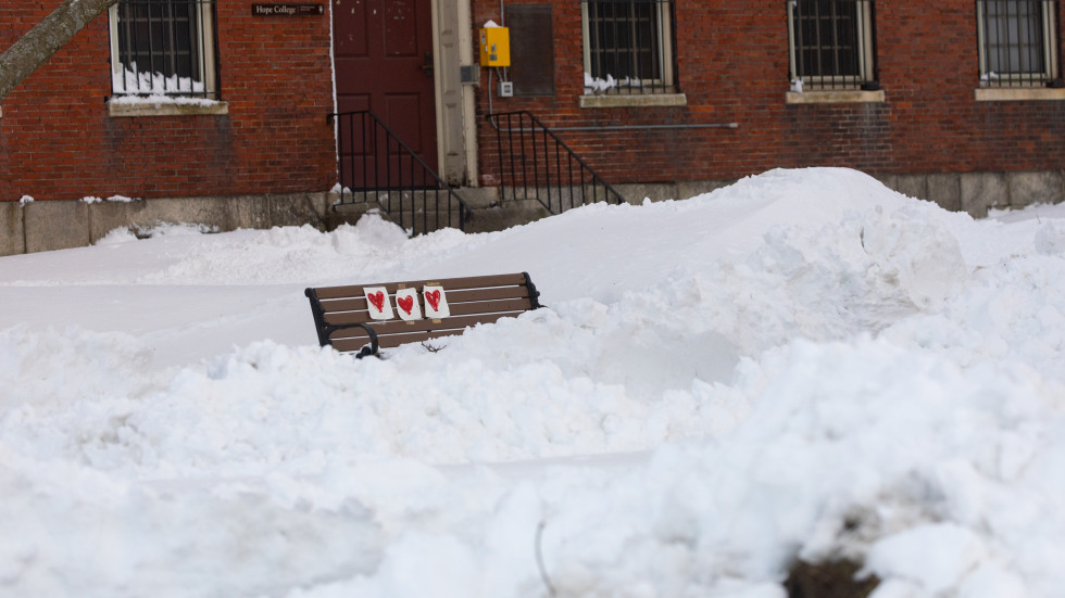 bench in the snow