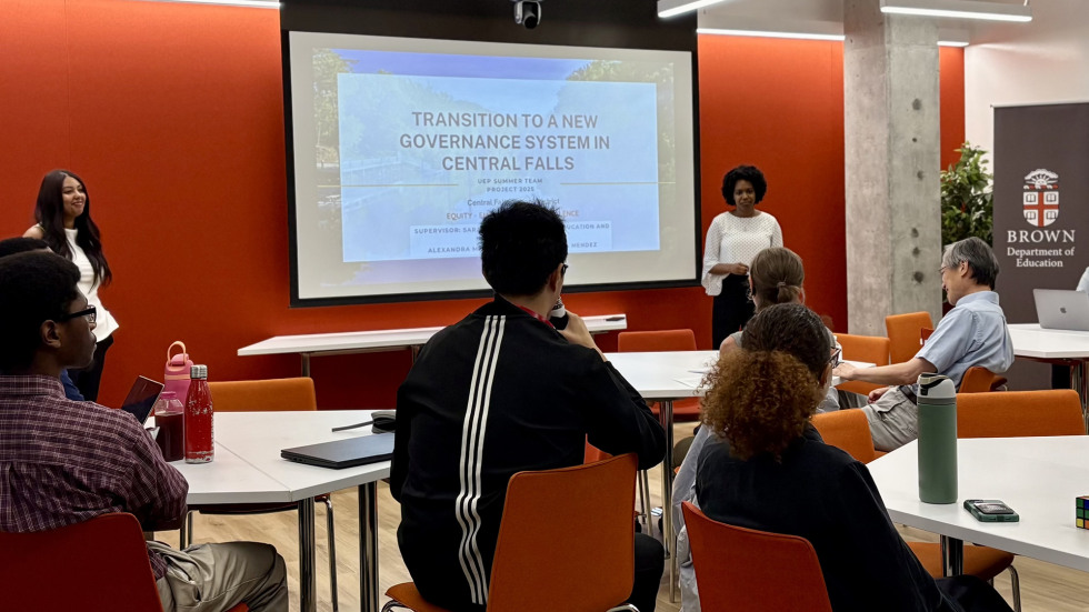 Brown graduate students present their recommendations to Central Falls community members