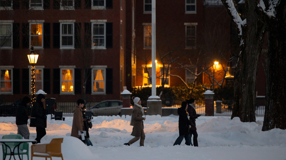 students walking on campus