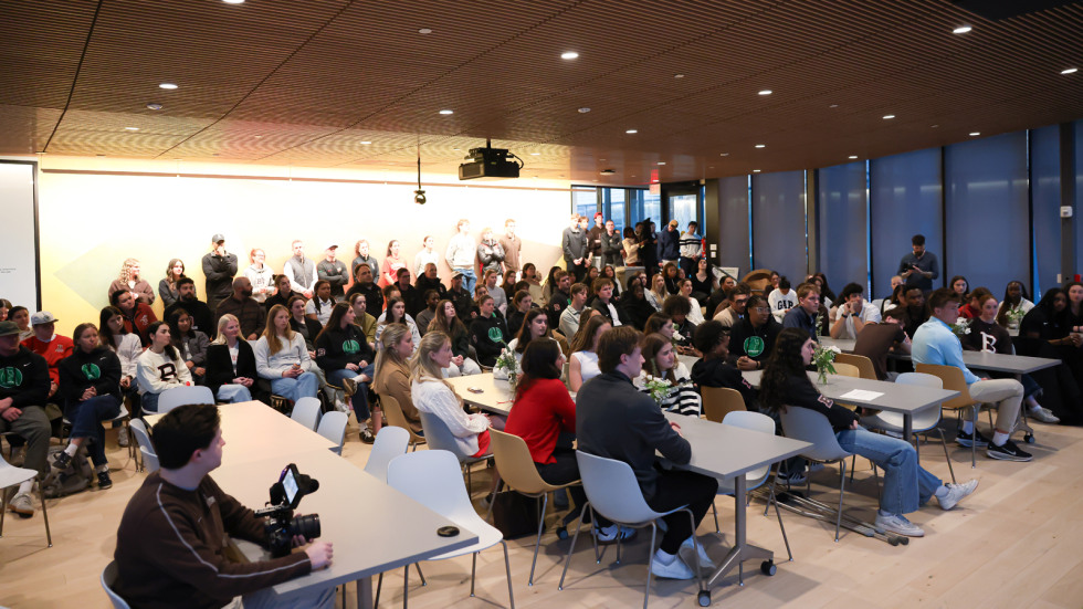 Large group gathers for Bruno Cares graduation ceremony