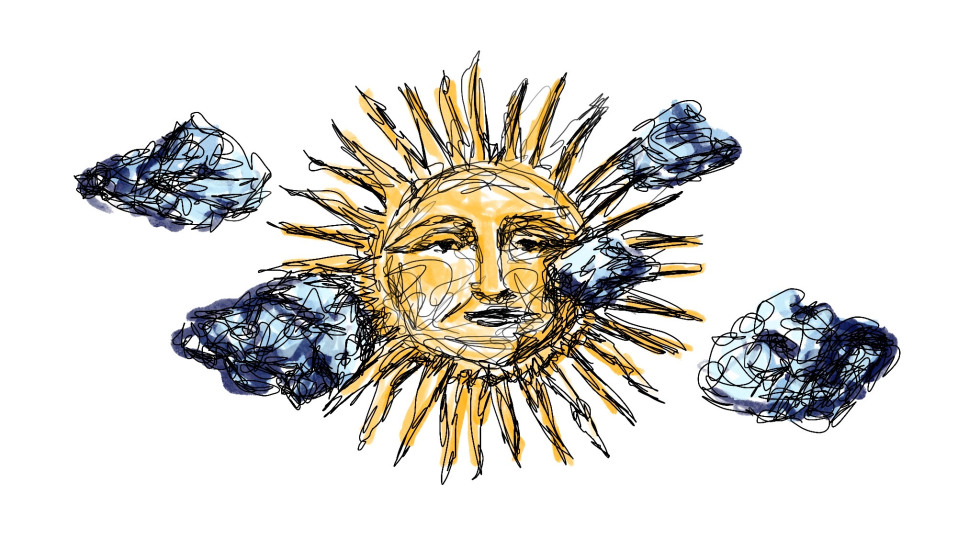Sun with clouds artwork