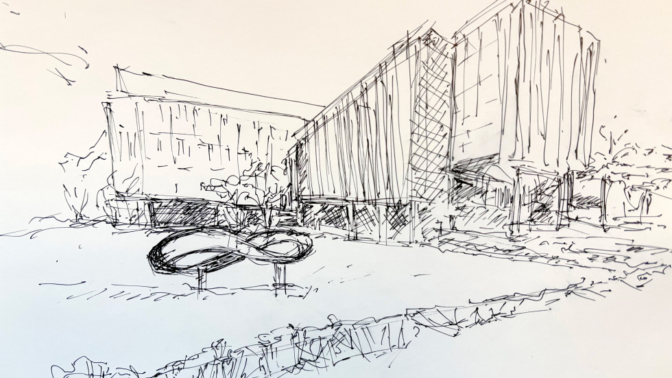 drawing of Barus and Holley building at Brown 