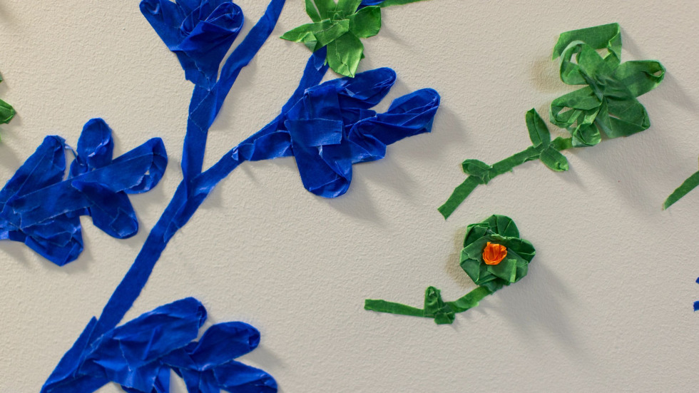 detail of flowers in the mural
