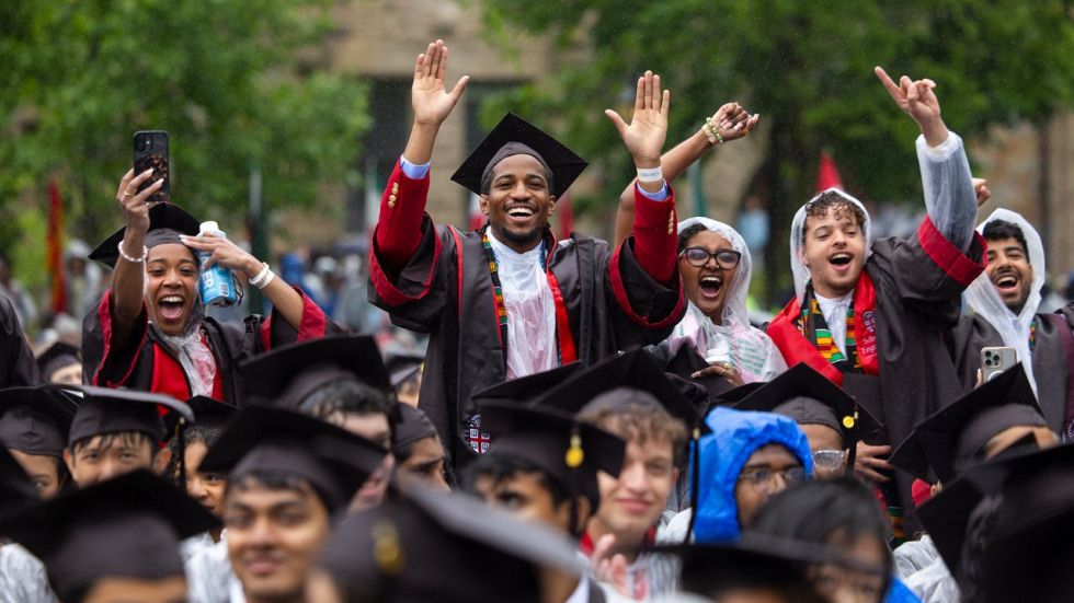 graduates cheering