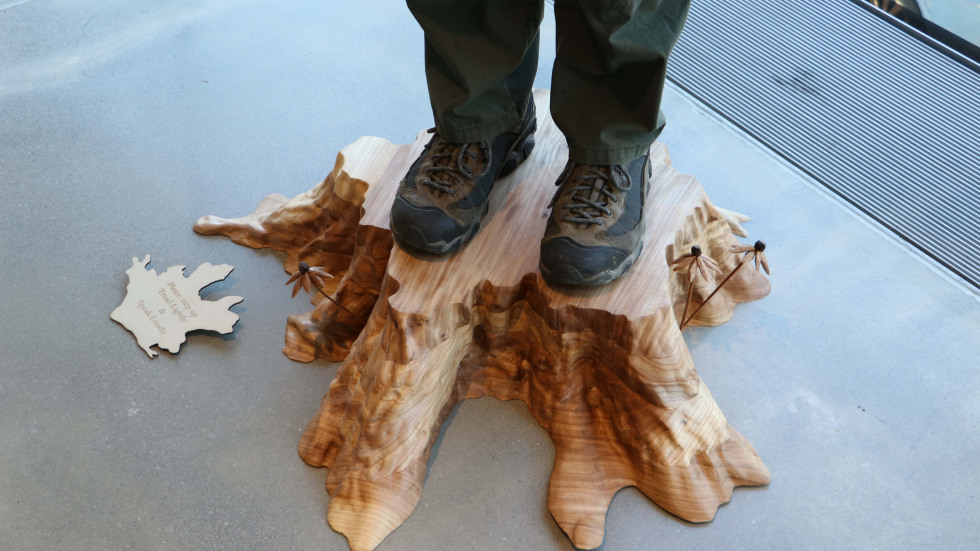 work of art that looks like a tree stump