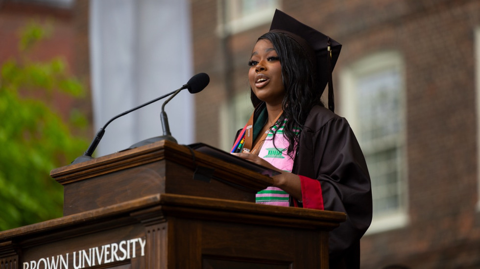 Caelle Joseph speaks at Commencement