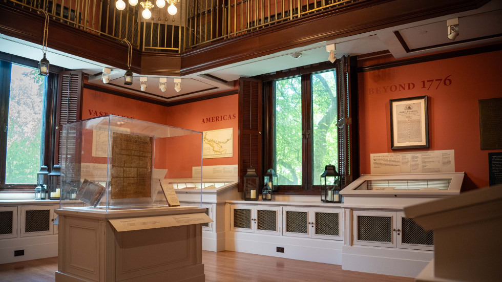 exhibition room at John Carter Brown Library 