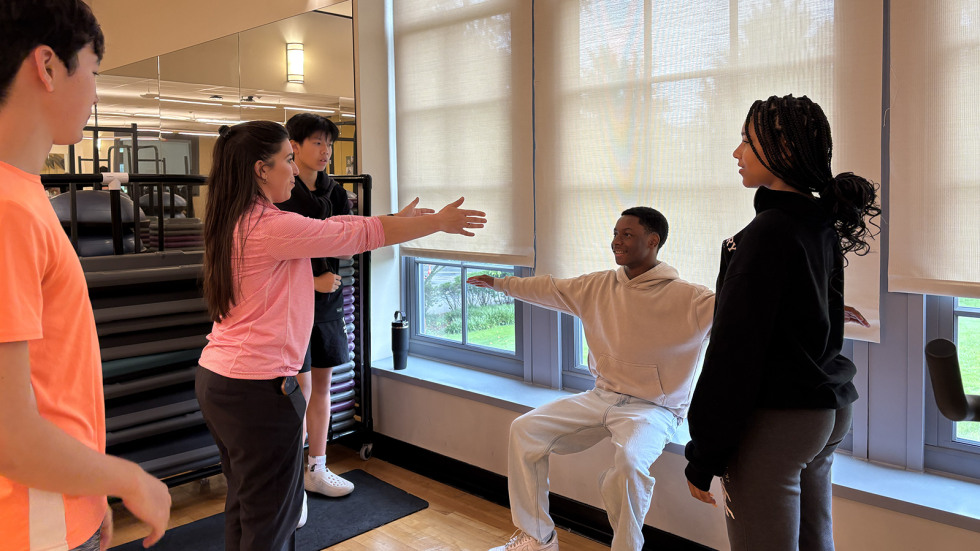 Students learn about balance in a physiology class