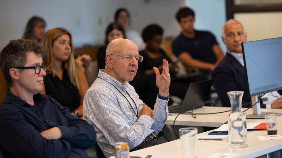Bears Lair mentors give feedback during a pitch