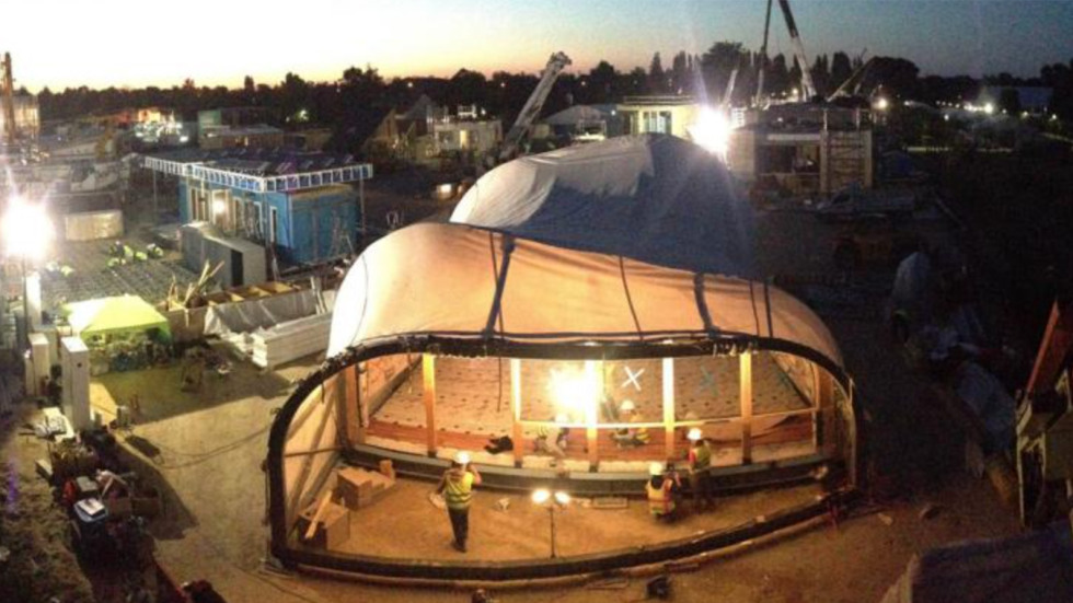a solar house being constructed