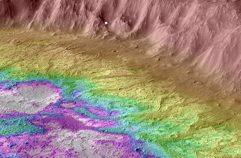 A topographic map of the crater floor