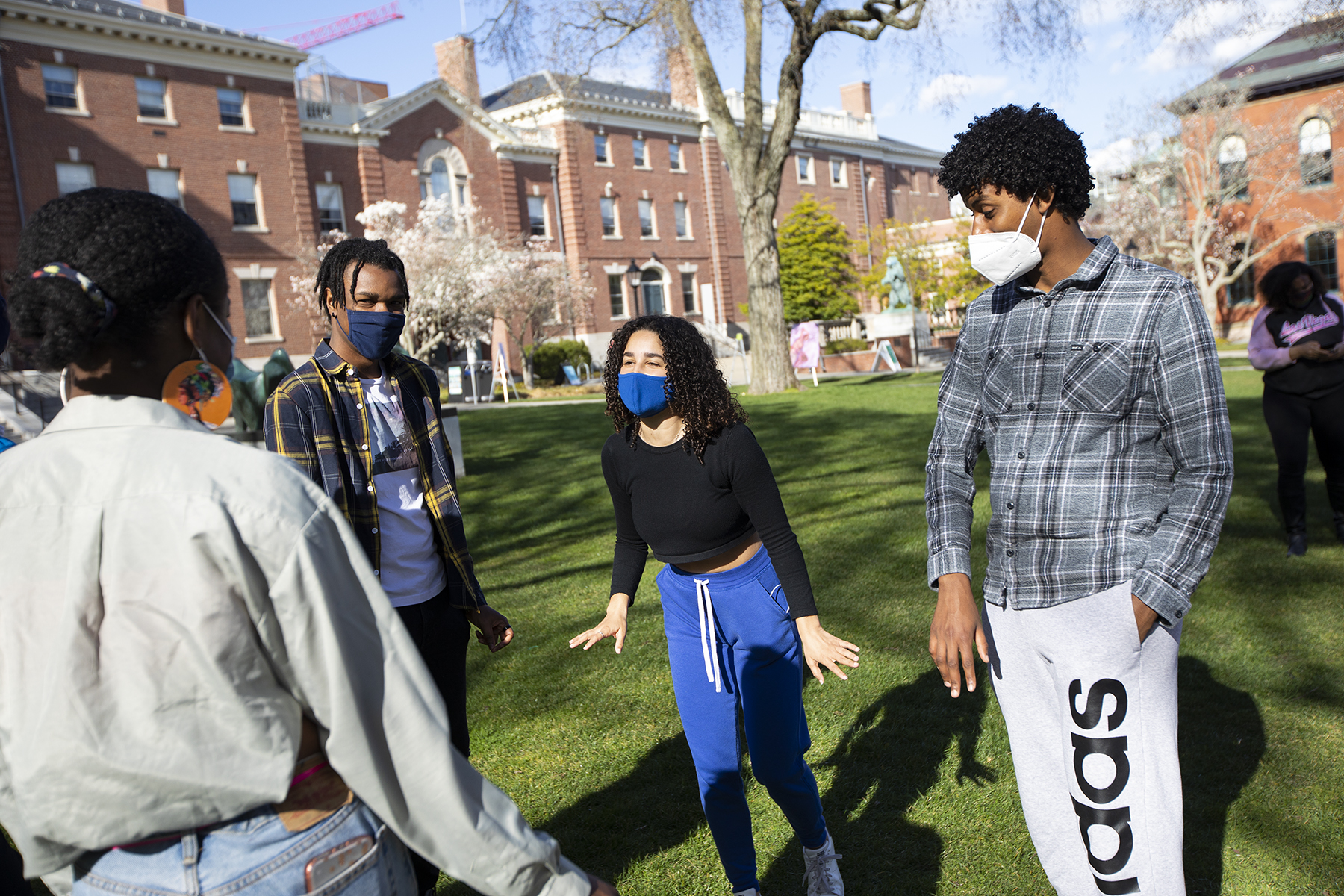 Students socialize at the Black Arts Showcase.