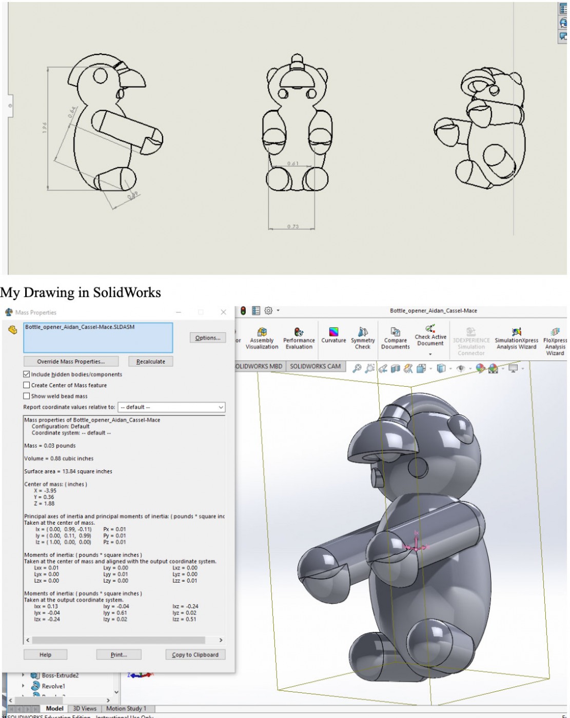 3D model of a bear shaped bottle opener