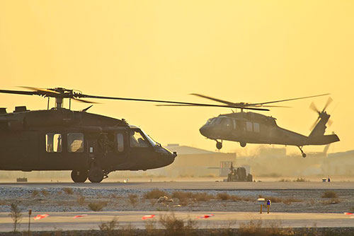 Two Black Hawk helicopters