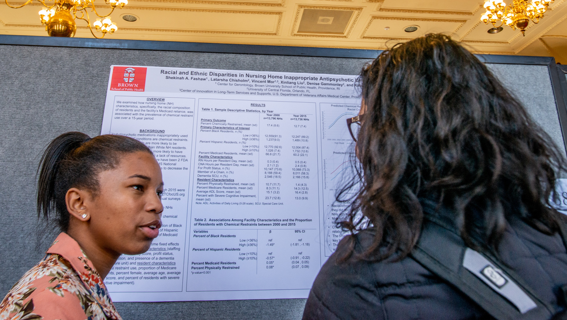Second-year doctoral student Shekinah Fashaw presented on her work analyzing data on nursing homes from 2000-2015.