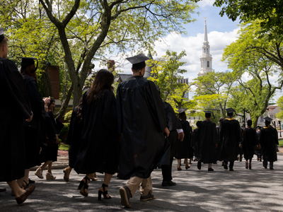 Students walking at Commencement
