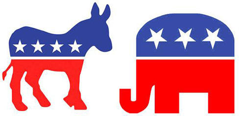 Donkey and Elephant emblems