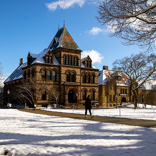 Sayles Hall in the snow