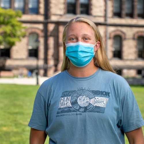 Student wearing a mask